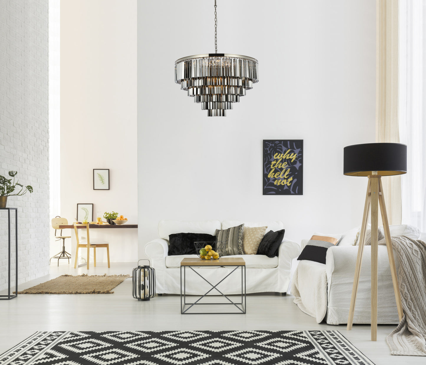 Elegant Lighting 1201D44-SS/RC Sydney 33 Light 44"W Crystal - Matte BlackBy Elegant Furniture & Lighting