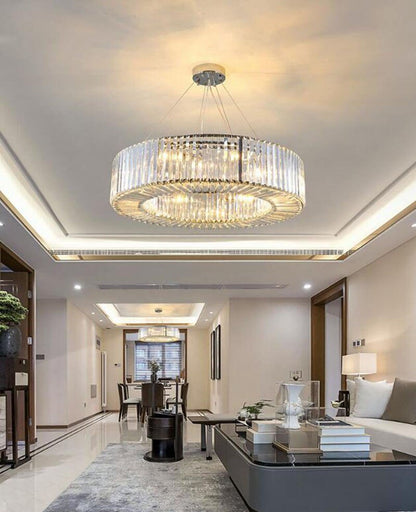 Crystal Drum Chandelier By Morsale, Diameter 32"By MORSALE