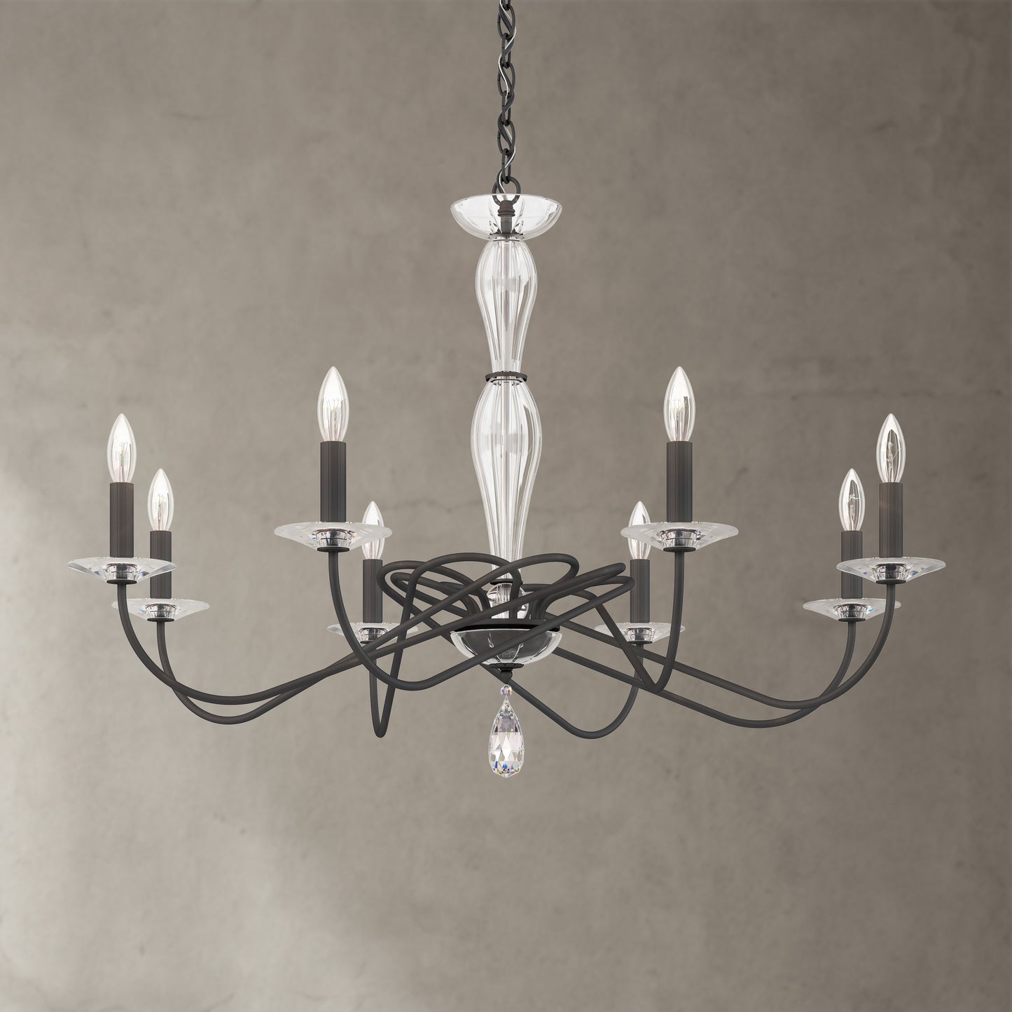 Arabesque 8 Light Chandelier, Black MatteBy Schonbek