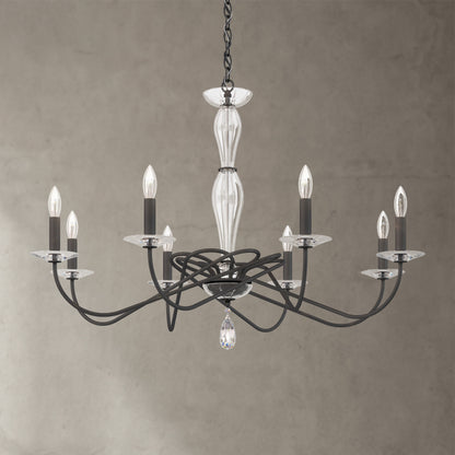 Arabesque 8 Light Chandelier, Black MatteBy Schonbek