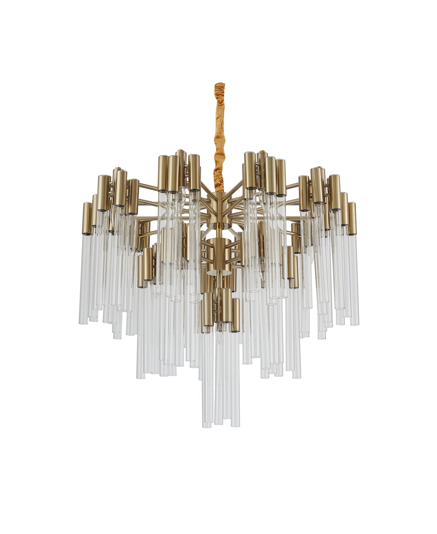 3-Tier Clear Glass Tube Rods Chandelier, GoldBy Design Living