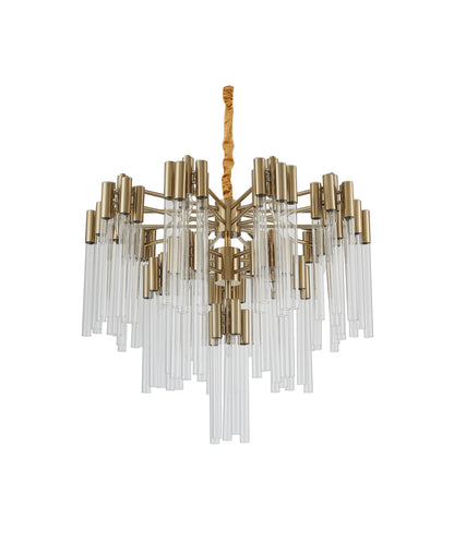3-Tier Clear Glass Tube Rods Chandelier, GoldBy Design Living