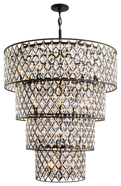 Windsor 21-Lt 4-Tier Crystal Chandelier - Carbon/Havana GoldBy Varaluz