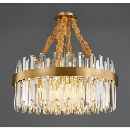 Albissola Marina | Drum Gold Stainless Steel Crystal Chandelier, 39.4"By Miron Demid LLC