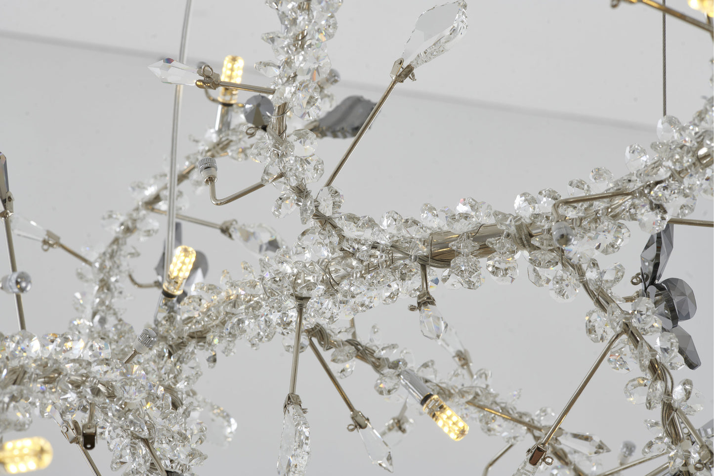 Smoke and Clear Crystal Branch Light Fixture With Clear Beaded Crystal BranchesBy Design Living