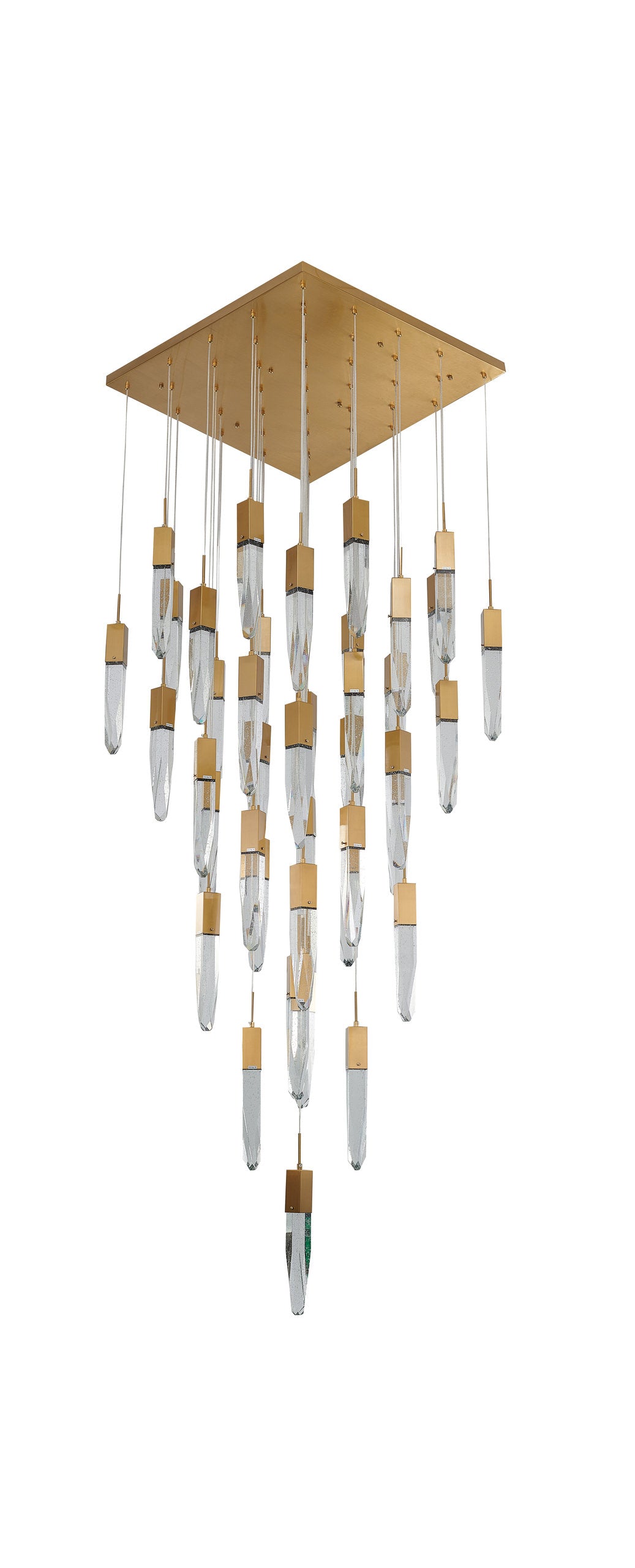 Crystal Cascade Black Multi-Tiered Linear Chandelier with Crystal Accents, GoldBy Design Living