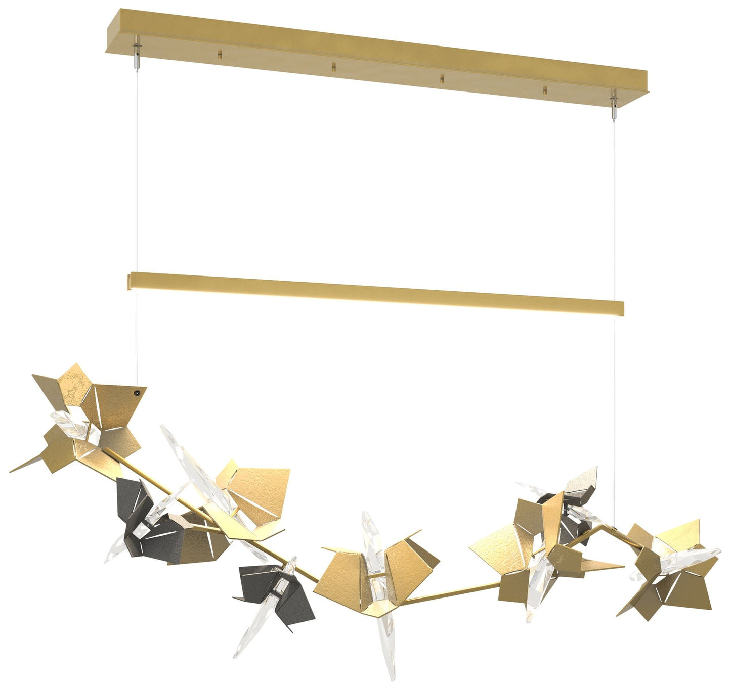Belladonna 50.3"W Natural Iron Accented Modern Brass Standard LED Pend