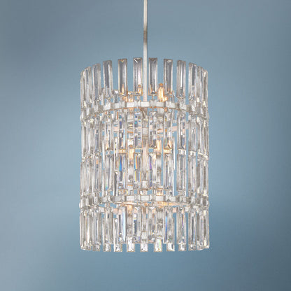 Belle Aurore 17"W Silver Leaf Crystal Foyer Pendant Light