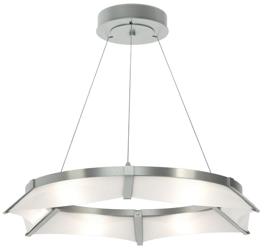 Bento 32.8"W Vintage Platinum Standard LED Pendant w/ Spun Frost Shade