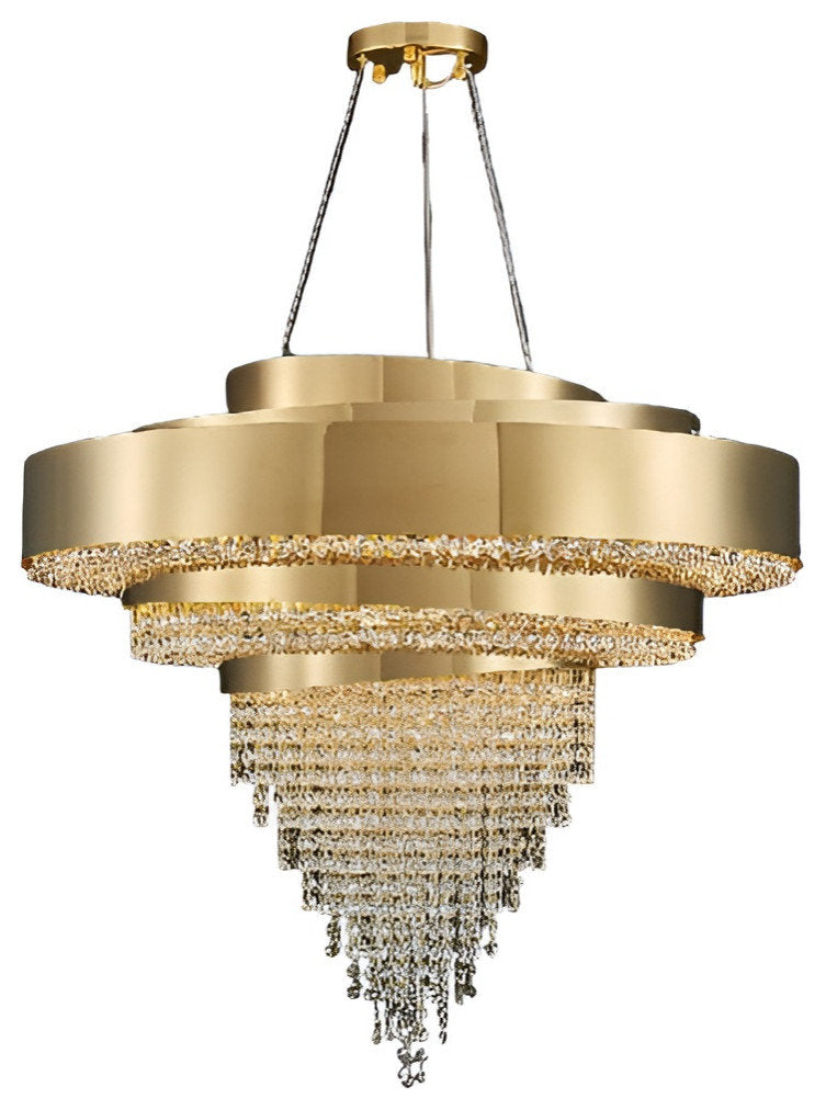 Castelbianco | Unique Gold LED Chandelier With Crystals, 31.5''By Miron Demid LLC