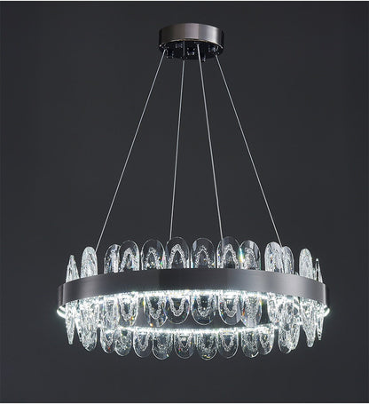 Irma | Modern Creative Round Hanging Crystal LED Chandelier for Living Room, Gold, 2 Rings Dia31.5", Warm Light, DimmableBy Miron Demid LLC