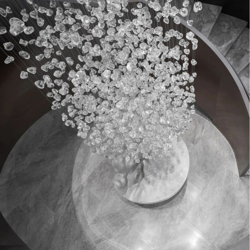 Le Port | Floating Luxury Crystal Chandelier With Decorative Stones, Clear, Dia39.4xh118.1", Cool LightBy Miron Demid LLC