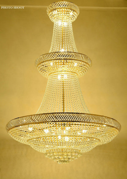 Peille | Three-tier Luxury Hanging Gold Crystal Chandelier, 39.4''By Miron Demid LLC