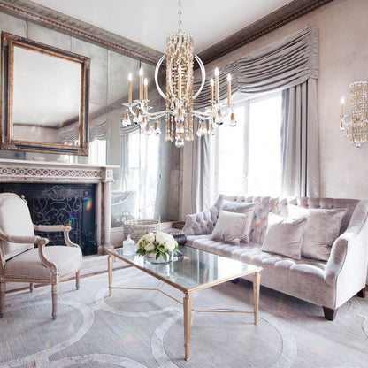 Schonbek Rs8306N-48S 6 Light Crystal Chandelier, Antique SilverBy Schonbek