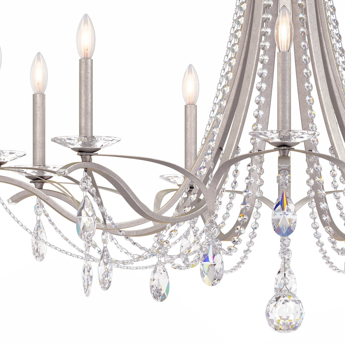 Schonbek Va8339N-48S 9 Light Crystal Chandelier, Antique SilverBy Schonbek