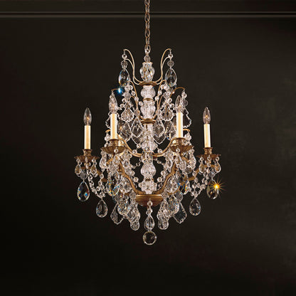 Bordeaux 29"H x 22"W 6-Light Crystal Chandelier in Etruscan Gold