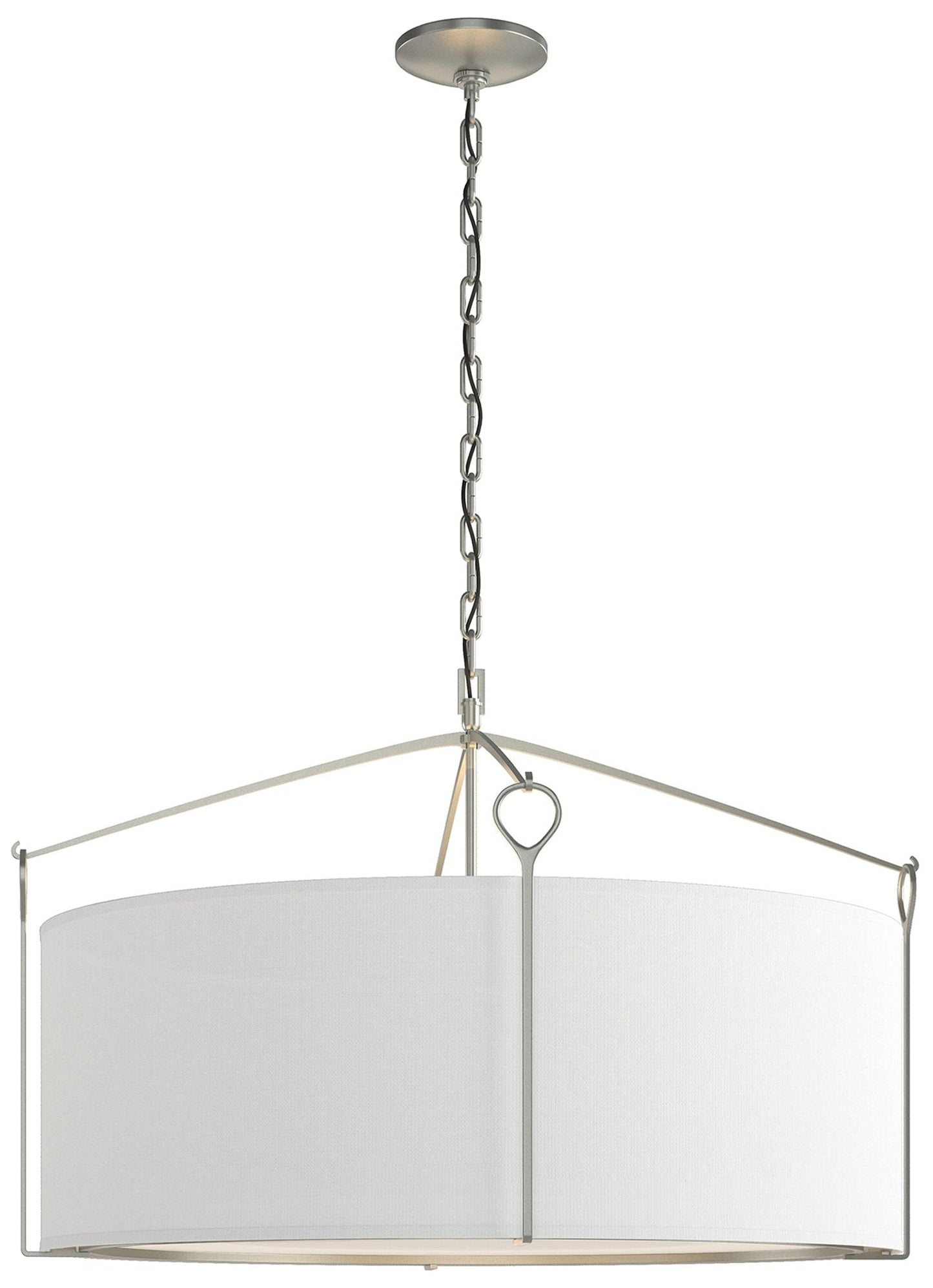 Bow Large Pendant - Vintage Platinum Finish - Natural Anna Shade