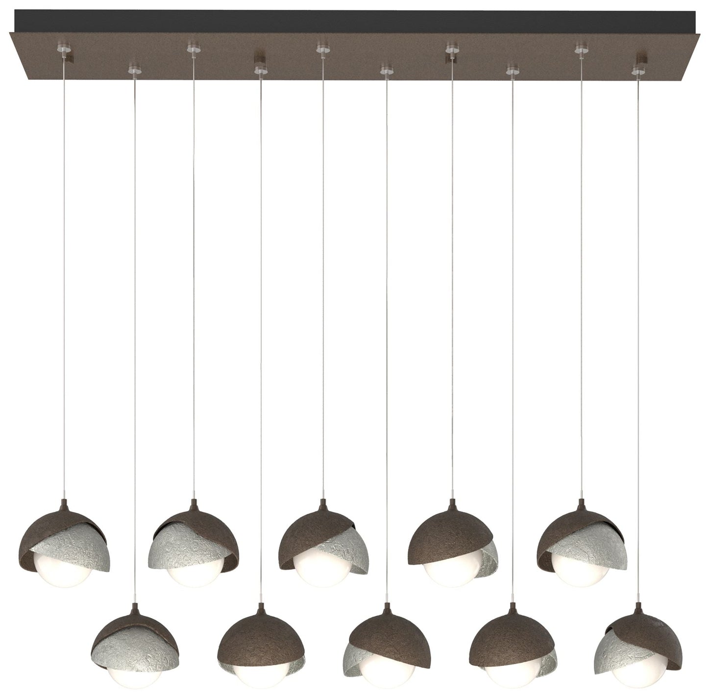 Brooklyn 10-Light Rectangular Pendant - Bronze - Sterling - Opal