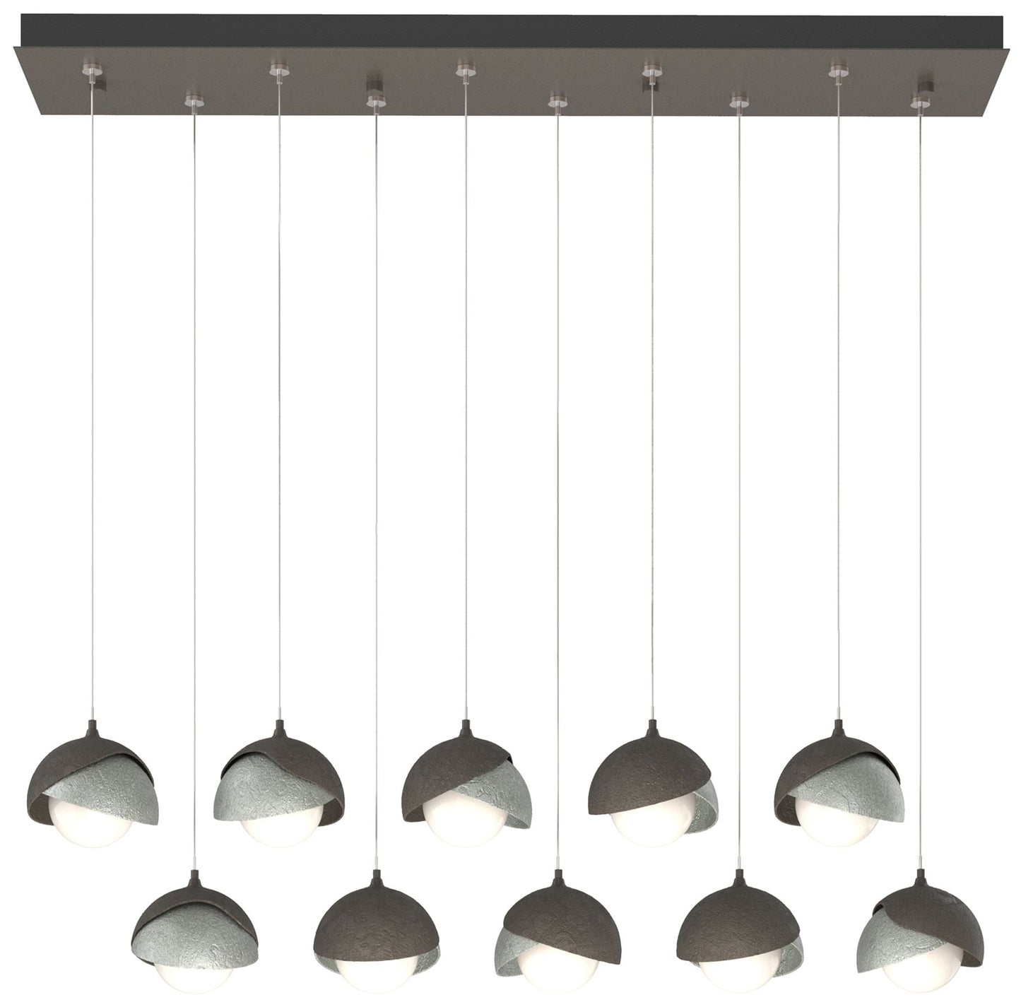 Brooklyn 10-Light Rectangular Pendant - Smoke - Platinum - Opal