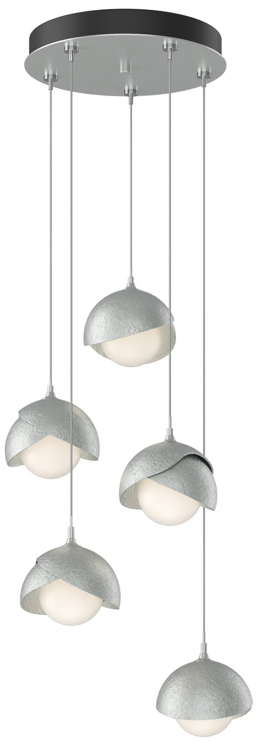 Brooklyn 16"W 5-Light Vintage Platinum Long Double Shade Pendant