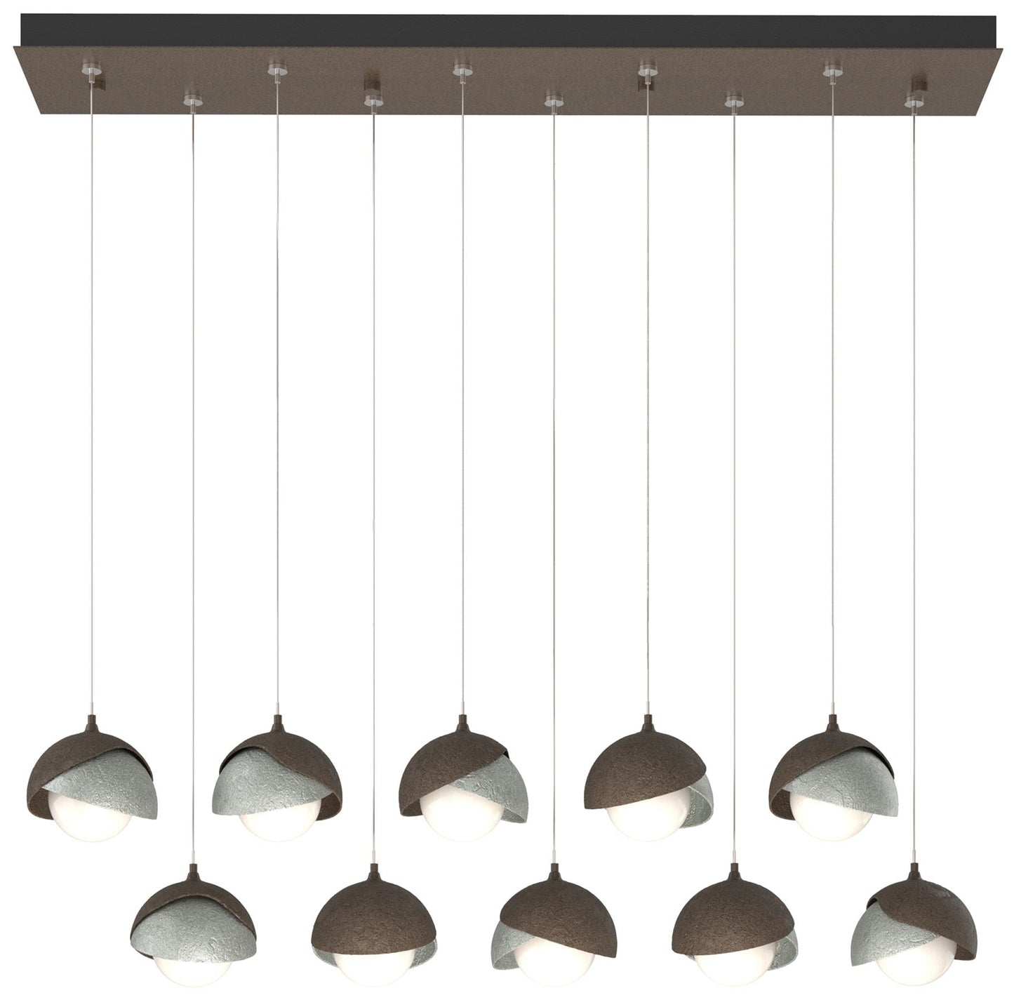 Brooklyn 44.5" Bronze & Platinum Rectangular Long 2-Shade Pendant