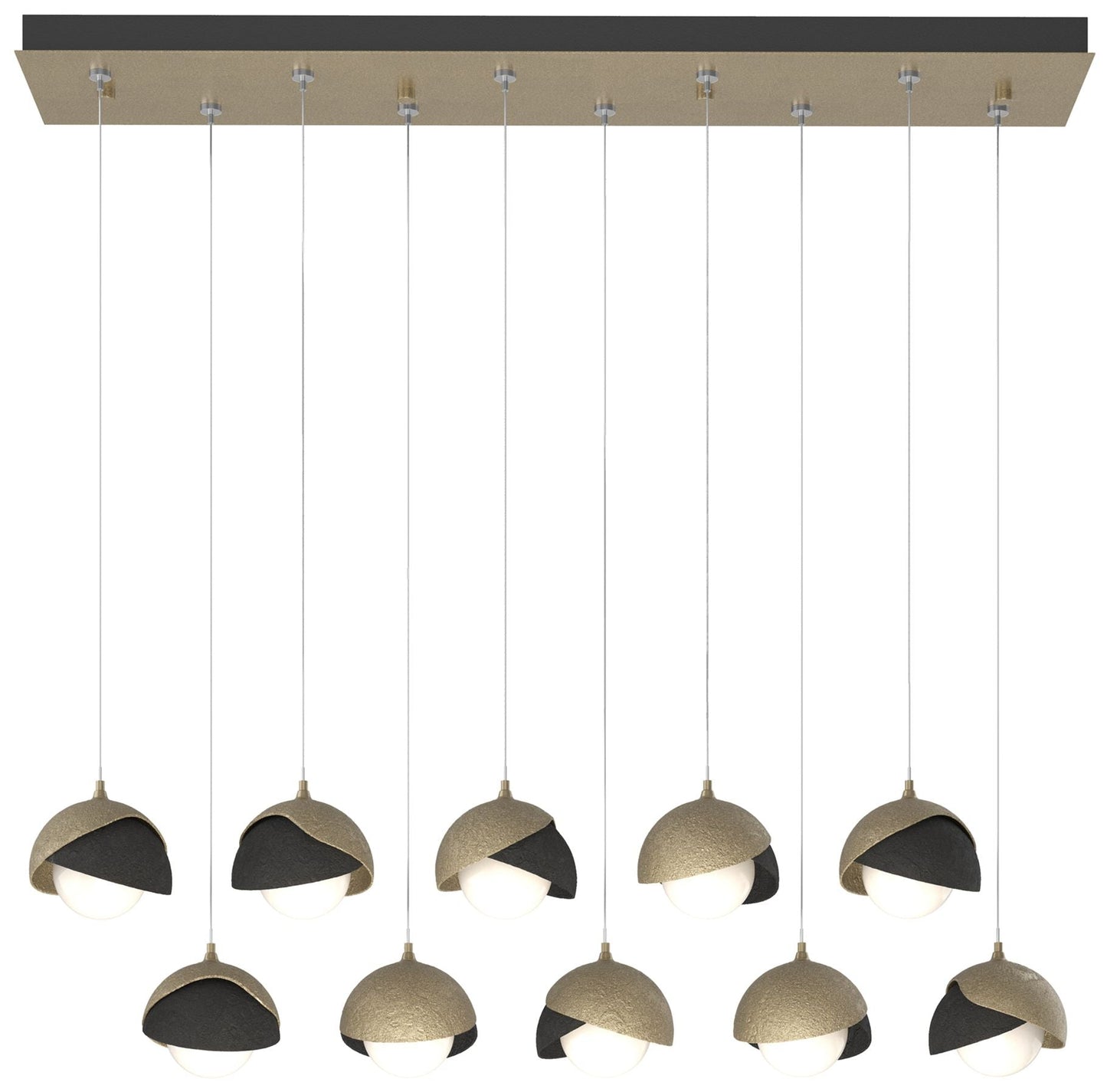 Brooklyn 44.5" Gold & Black Rectangular Long 2-Shade Pendant