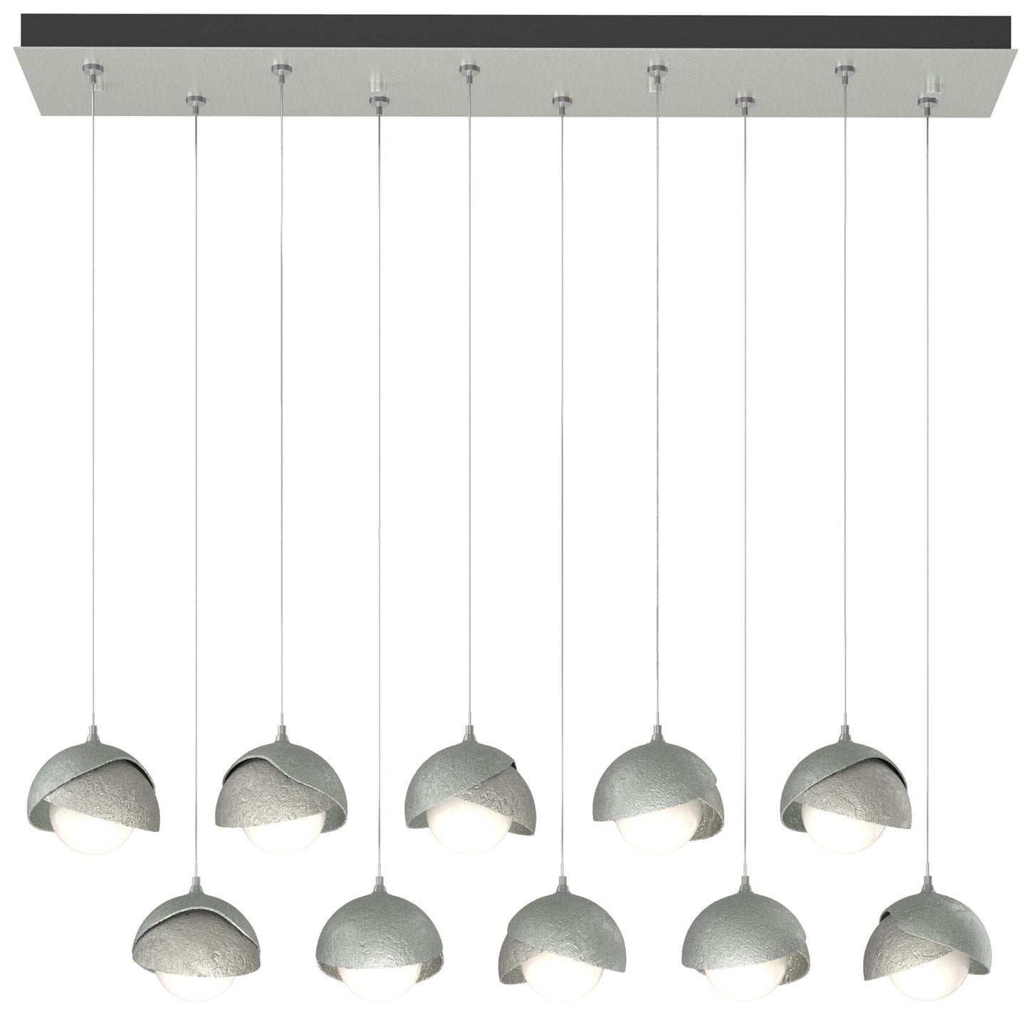 Brooklyn 44.5" Platinum & Sterling Rectangular Long 2-Shade Pendan