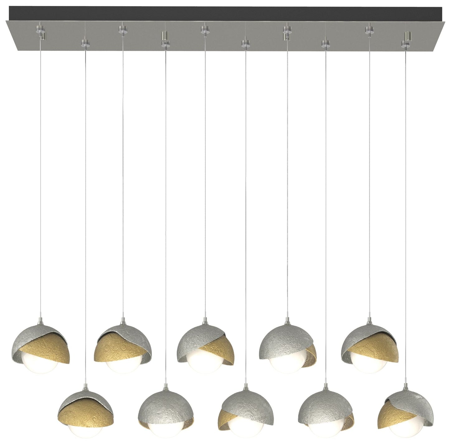 Brooklyn 44.5" Sterling & Brass Rectangular Long 2-Shade Pendant