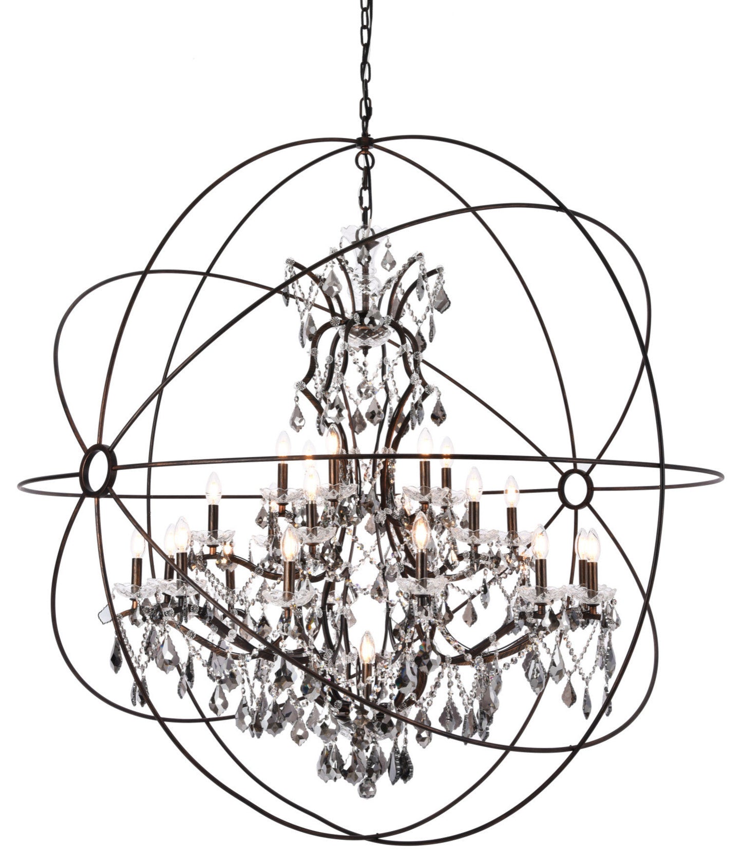 Elegant Lighting 1130G60-SS/RC Geneva 25 Light 60"W Crystal - Dark BronzeBy Elegant Furniture & Lighting