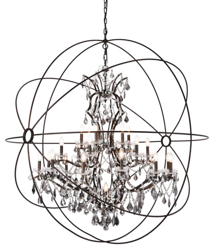 Elegant Lighting 1130G60-SS/RC Geneva 25 Light 60"W Crystal - Dark BronzeBy Elegant Furniture & Lighting