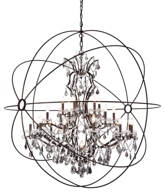 Elegant Lighting 1130G60-SS/RC Geneva 25 Light 60"W Crystal - Dark BronzeBy Elegant Furniture & Lighting