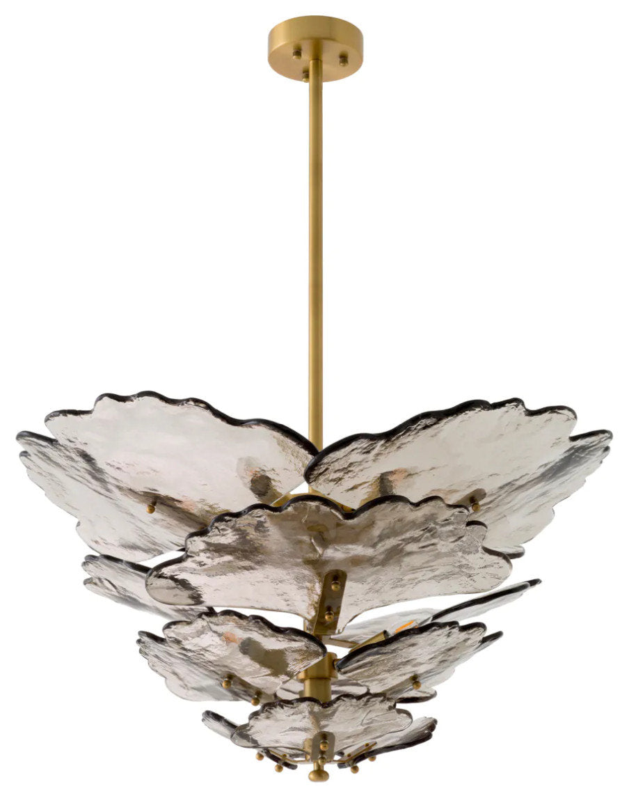 Glass Petals Chandelier, Eichholtz Florina, Smoke GlassBy OROA - Furniture