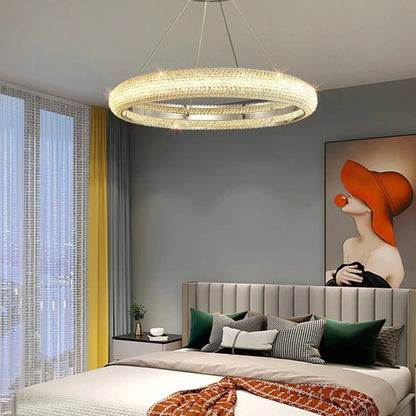Bern | Chrome Ring Crystal Chandelier for Dining Room, 1 Layer LargeBy Miron Demid LLC