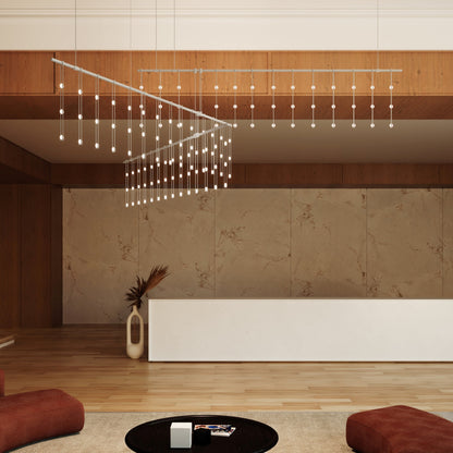 Sonneman SLS4240 Suspenders 83"W LED Abstract Chandelier - Satin White / ClearBy SONNEMAN - A Way of Light