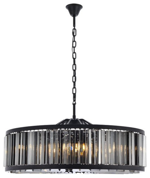 Elegant 1203G43MB-SS/RC Chelsea 10-Light Matte Black Chandelier Silver ShadeBy Elegant Furniture & Lighting