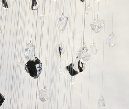9-Light Chrome Chandelier With Amber And Clear Glass StonesBy Design Living