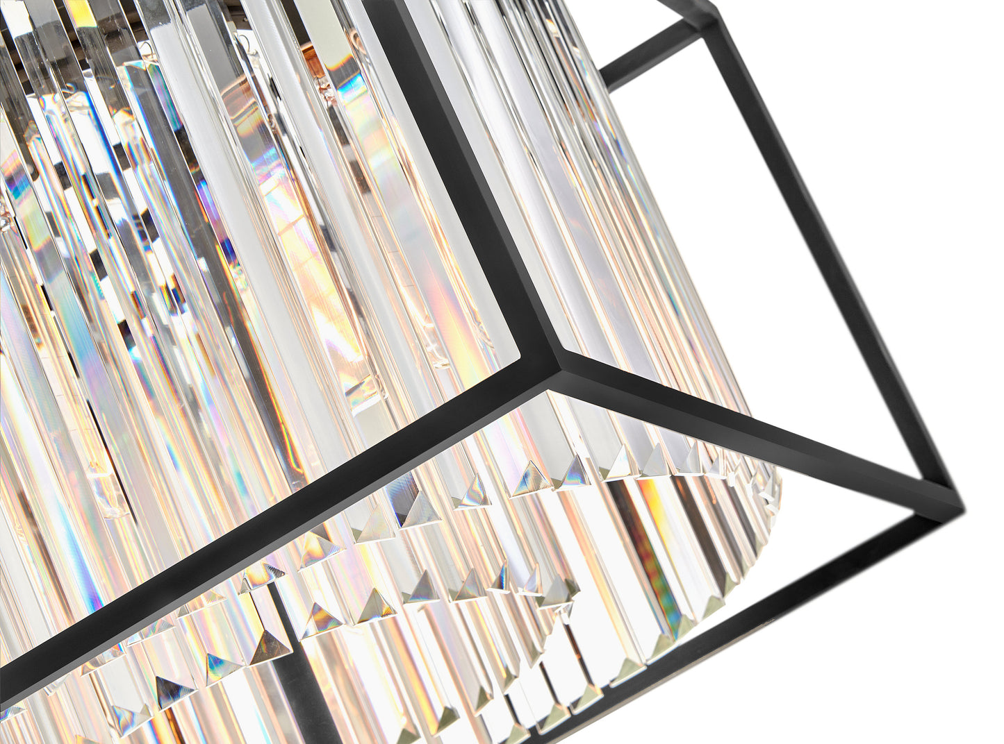 Hinkley 50.25" Giada Multi-Tier Modern Chandelier, Black + Prismatic CrystalsBy Hinkley