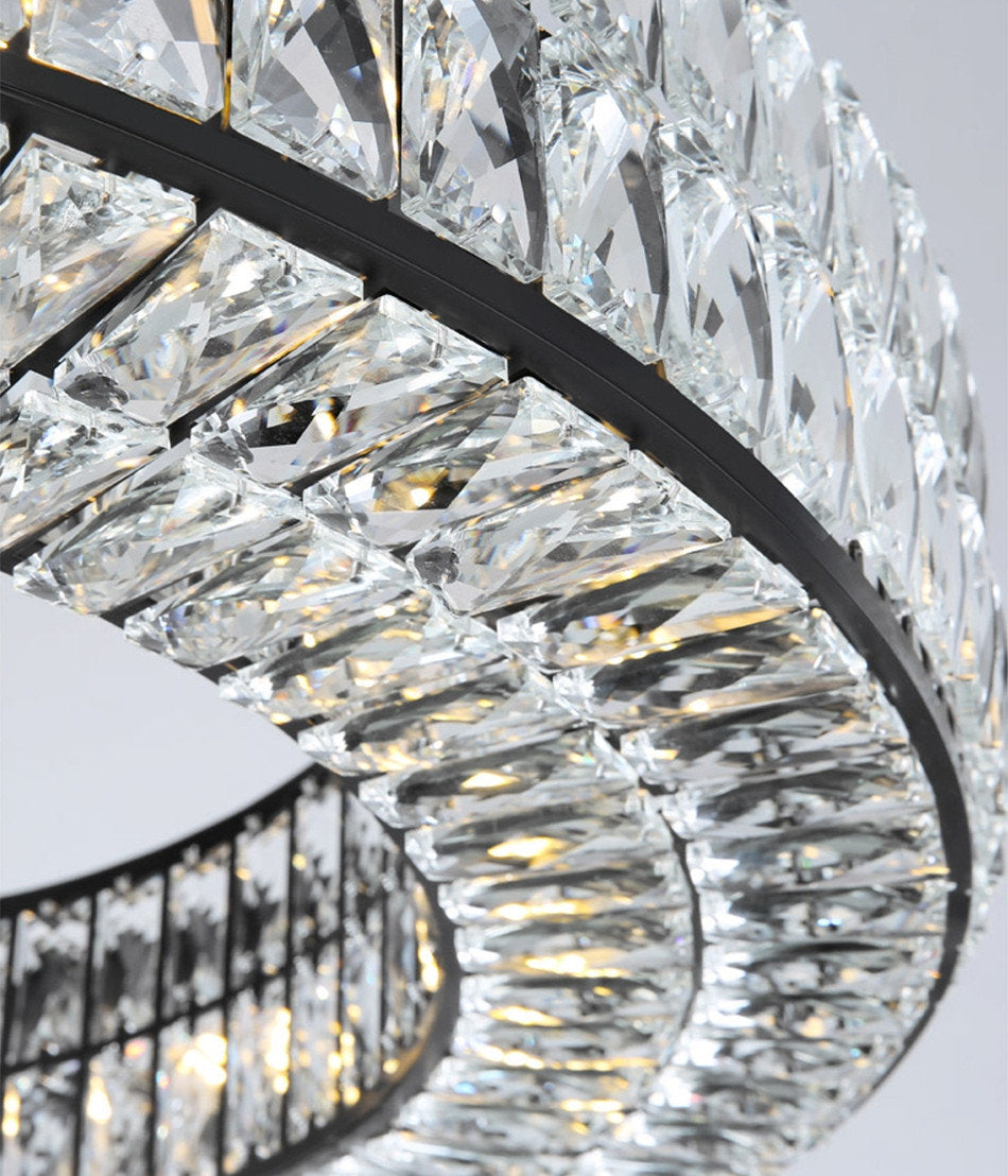 Inzago | Luxury Hanging Black Crystal Chandelier For Living Room, Dining Room, Dia39.4xh4.7", Cool Light, Non-DimmableBy Miron Demid LLC