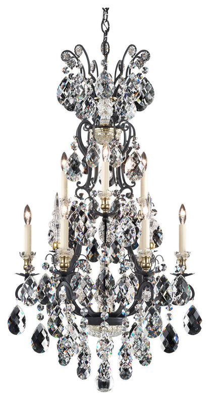Renaissance 10-Light Chandelier in Black With Clear Heritage CrystalBy Schonbek