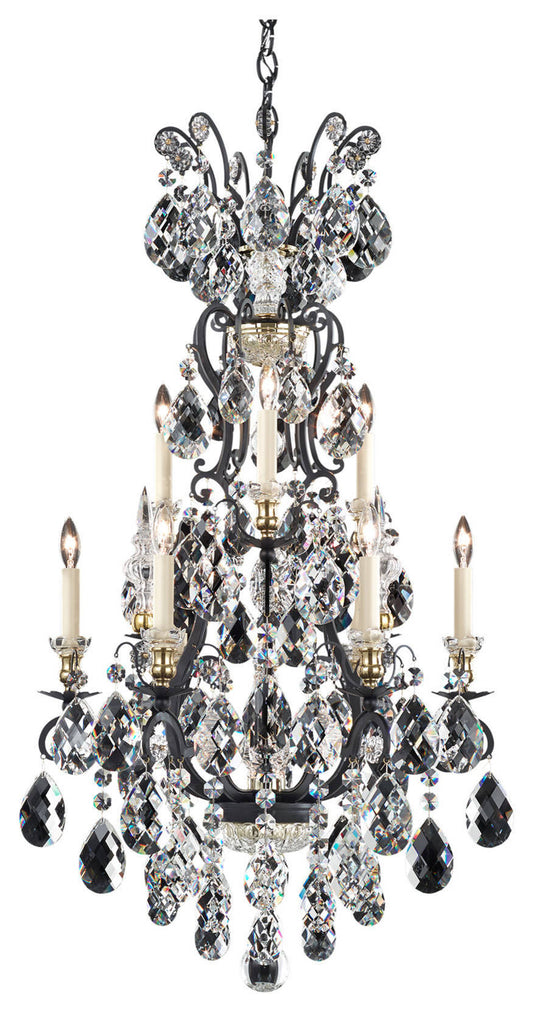 Renaissance 10-Light Chandelier in Black With Clear Heritage CrystalBy Schonbek