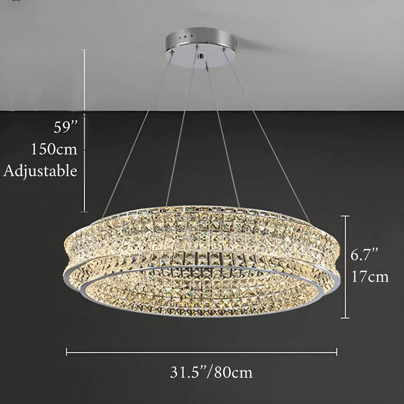 Albano Vercellese | Chic Chrome/Gold Creative Round Crystal Chandelier, Chrome, 1 Ring Medium2 - Dia31.5xh6.7" / Dia80xh17.7cm, Cool LightBy Miron Demid LLC