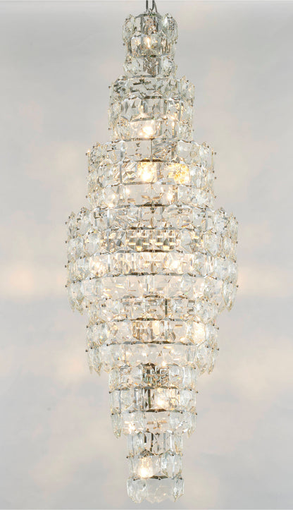 7 Tier Chrome Frame Chandelier With Clear Hanging CrystalsBy Design Living