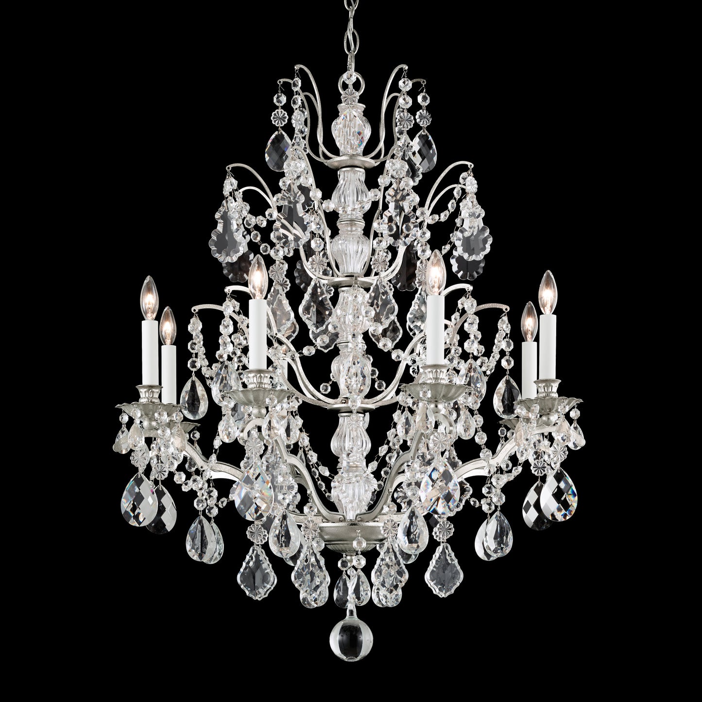 Bordeaux 8-Light Chandelier in Antique Silver With Clear Legacy CrystalBy Schonbek
