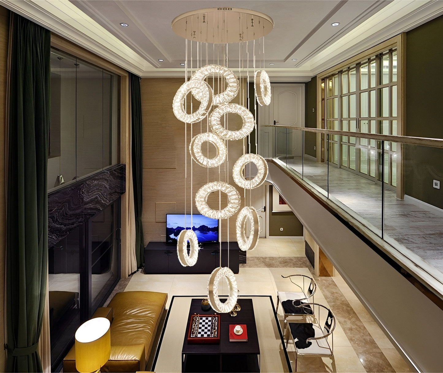 Baveno | Hanging Crystal Lighting for Staircase, 15 LightsBy Miron Demid LLC