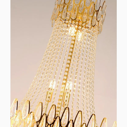 La Bollene-Vesubie | Hanging Posh Gold Crystal Chandelier, Medium - Dia80xh120cm / Dia31.5xh47.2"By Miron Demid LLC