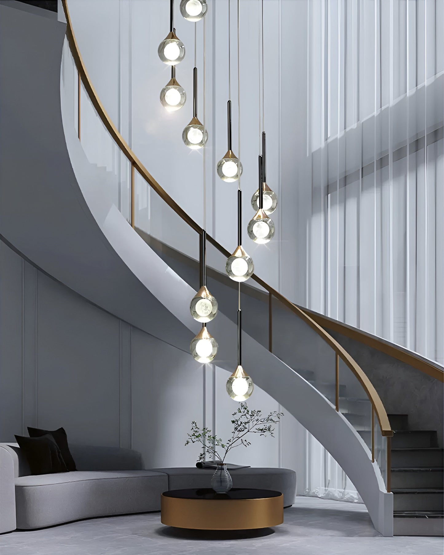 Peillon | Gold Crystal Raindrop Glass Ball Chandelier, 48 Heads, Warm LightBy Miron Demid LLC