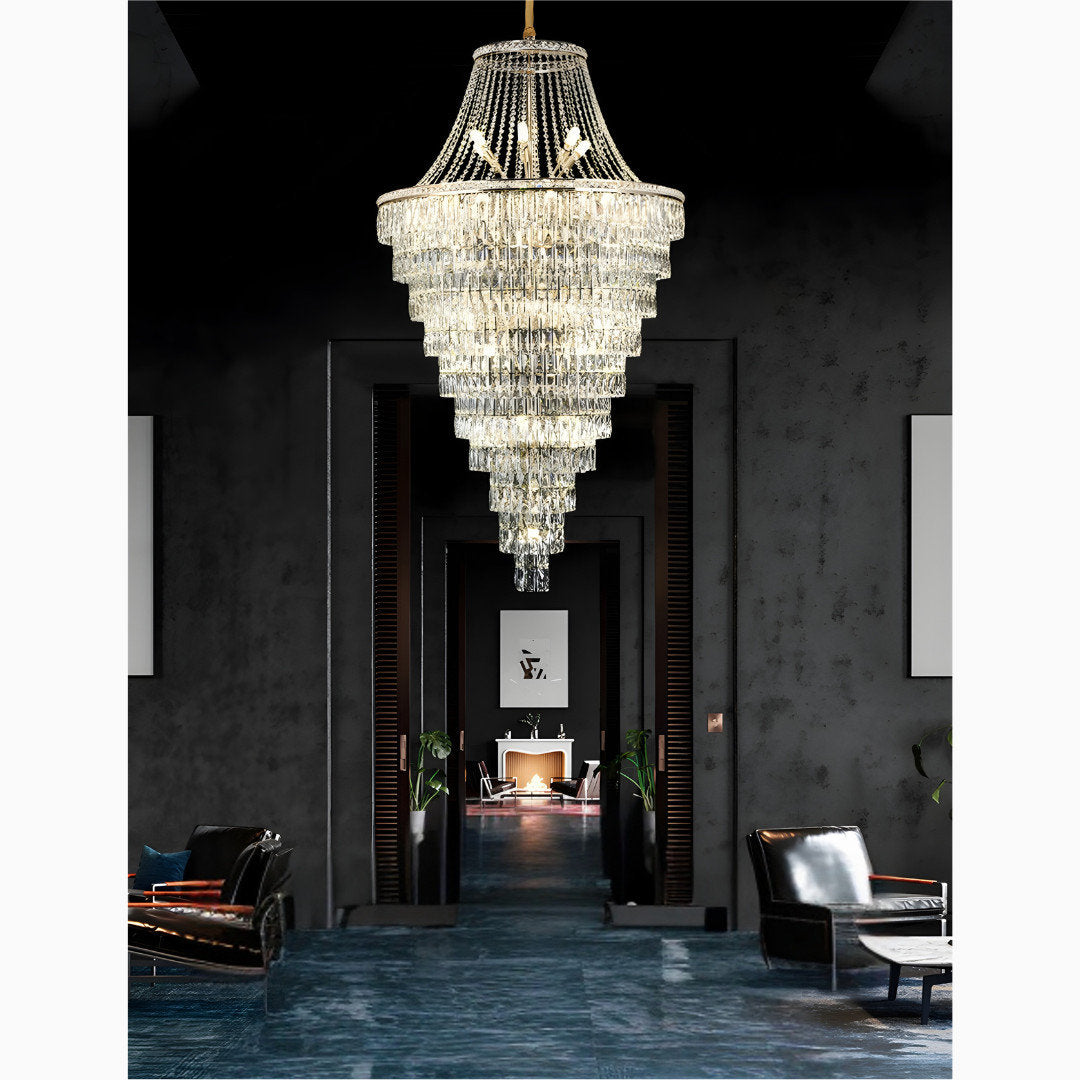 La Croix-sur-Roudoule | Duplex Spiral Crystal Stairway Chandelier, Dia39.4"By Miron Demid LLC