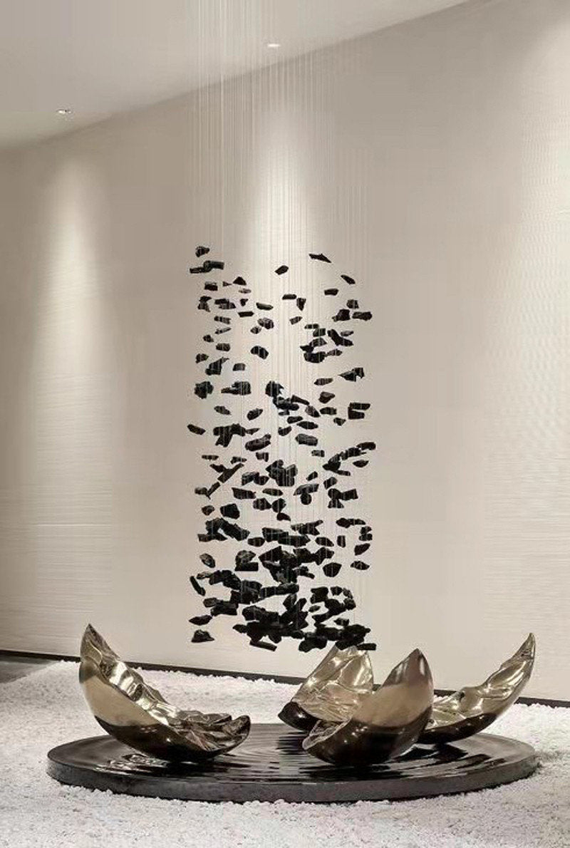 Le Port | Floating Luxury Crystal Chandelier With Decorative Stones, Black, Dia39.4xh118.1", Cool LightBy Miron Demid LLC