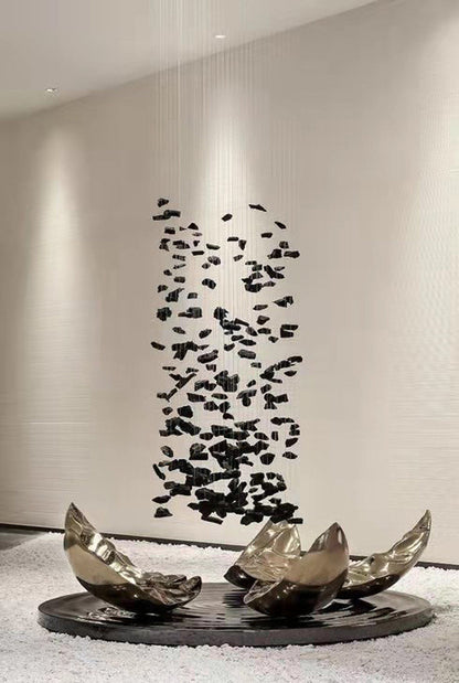 Le Port | Floating Luxury Crystal Chandelier With Decorative Stones, Black, Dia39.4xh118.1", Cool LightBy Miron Demid LLC