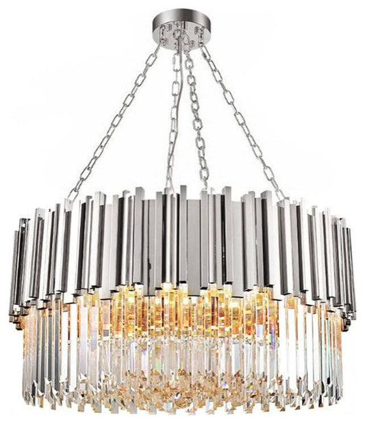 Gio Stainless Steel & Crystal Modern Chandelier, 40"By Morsale.com